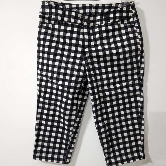 St Johns Bay Crop Pants Size 4 Black & White Plaid Checked - Picture 4 of 7